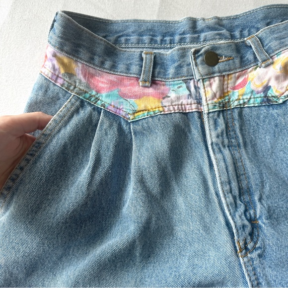 VINTAGE NEVADA LIGHT BLUE WASH JEANS PATCH EMBROIDERY COTTON TAPERED PLEATED 28 - Picture 8 of 8